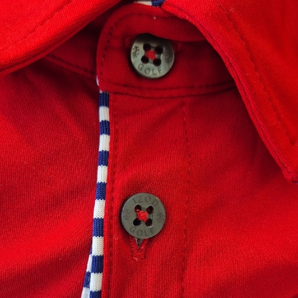 Izod Red Polo Mens Shirt with Striped Collar Short Sleeve - Picture 15 of 15